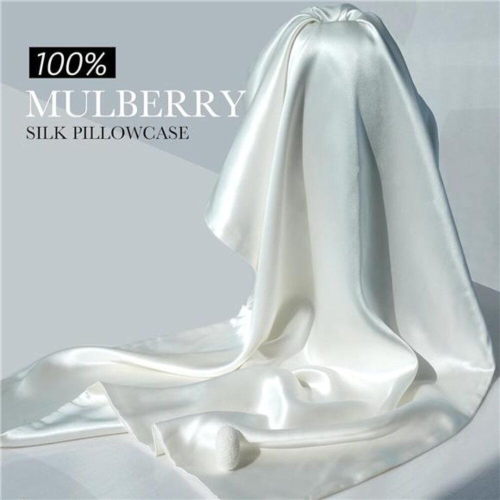 100% Mulberry Silk Pillowcase 19 Momme Hair Skin Friendly 2 Pc Queen Ivory White - Picture 5 of 6
